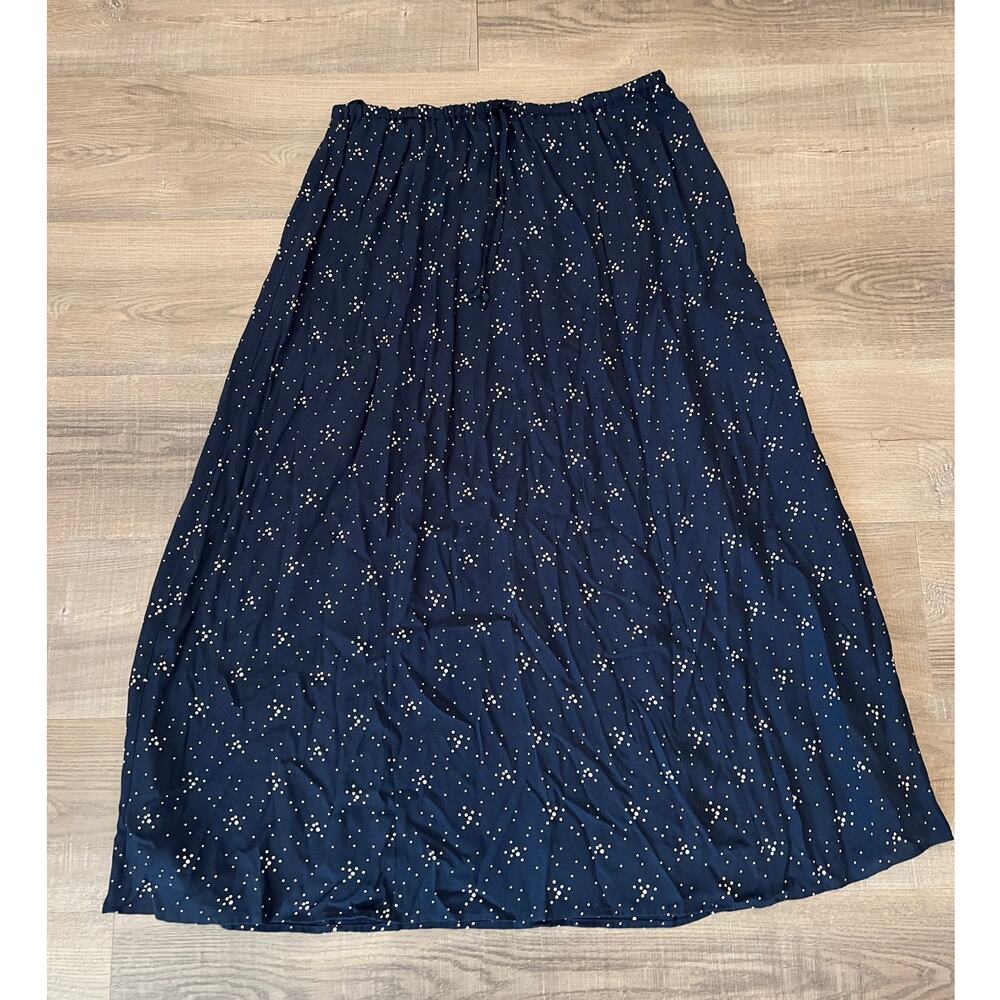 Vtg L.L. Bean Blue Polka Dot Midi / Maxi Skirt